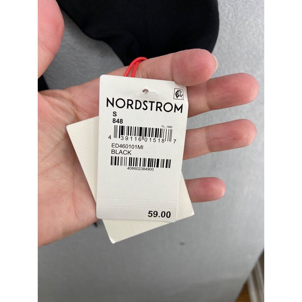 NWT Open Edit Shirt Women's Sz Small Black One Shoulder Ruched Side with Ties - Picture 4 of 12